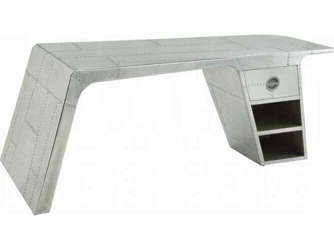 Acme Furniture Brancaster Aluminum Silver Writing Desk
