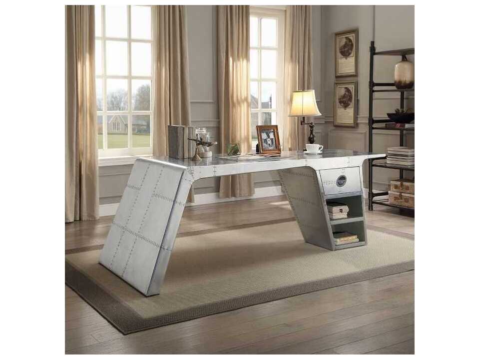 Acme Furniture Brancaster Aluminum Silver Writing Desk