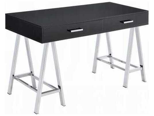 Acme Furniture Coleen Black High Gloss Chrome Writing Desk