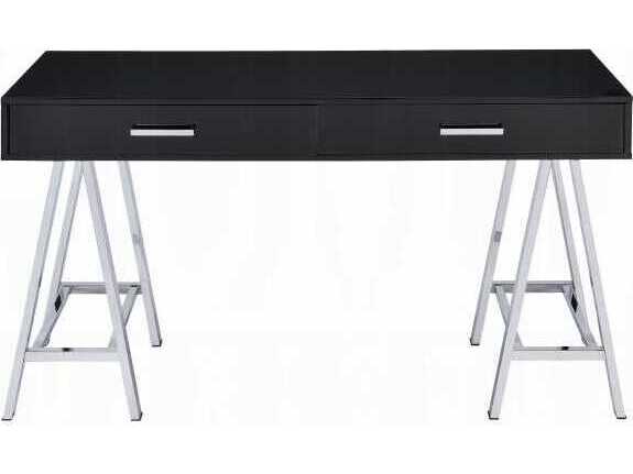 Acme Furniture Coleen Black High Gloss Chrome Writing Desk