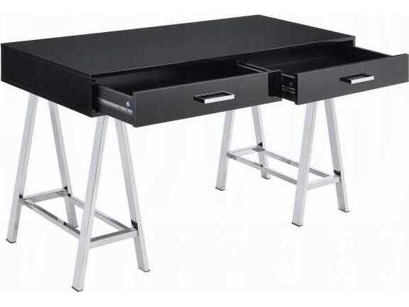 Acme Furniture Coleen Black High Gloss Chrome Writing Desk