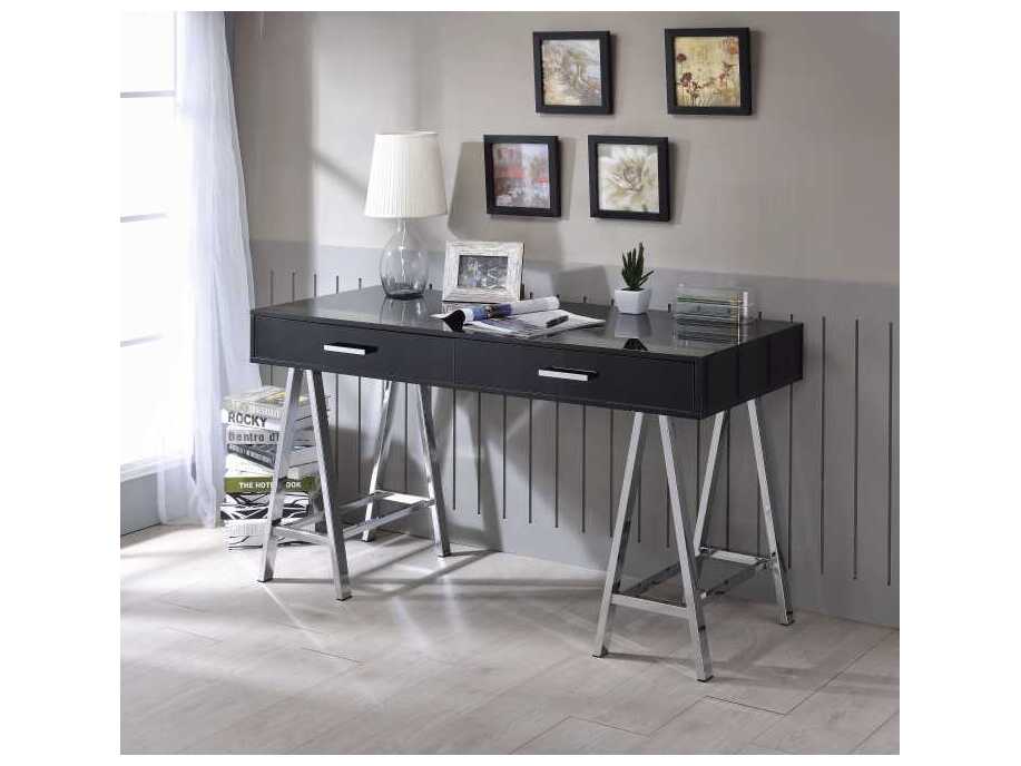 Acme Furniture Coleen Black High Gloss Chrome Writing Desk