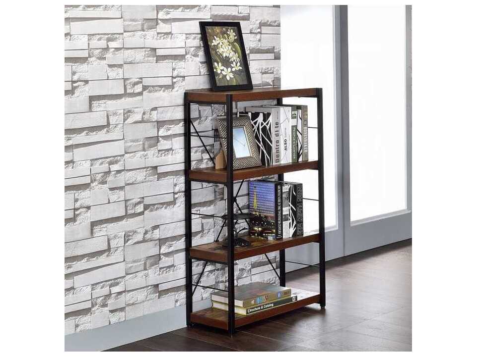 Acme Furniture Bob Weathered Oak Black Bookcase