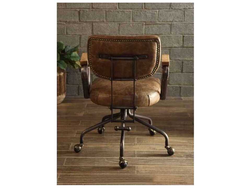 Acme Furniture Hallie Brown Leather Swivel Tilt Task Office Chair