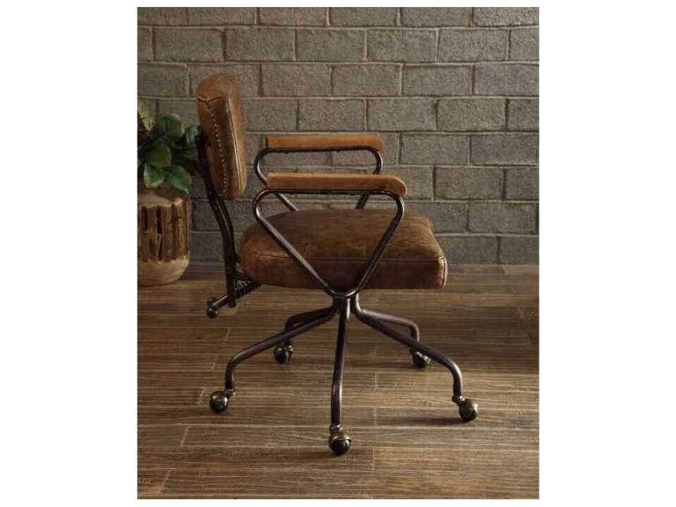 Acme Furniture Hallie Brown Leather Swivel Tilt Task Office Chair