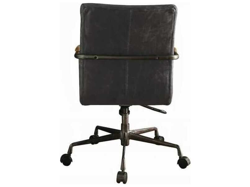 Acme Furniture Harith Black Leather Adjustable Swivel Task Office Chair