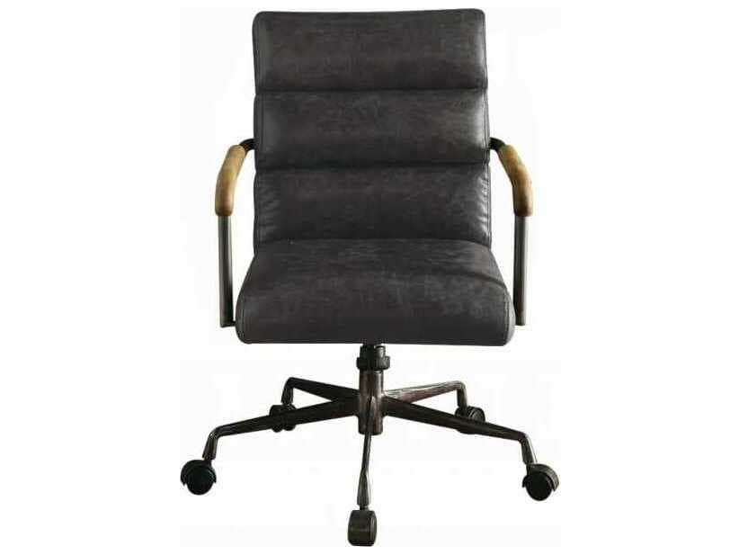 Acme Furniture Harith Black Leather Adjustable Swivel Task Office Chair
