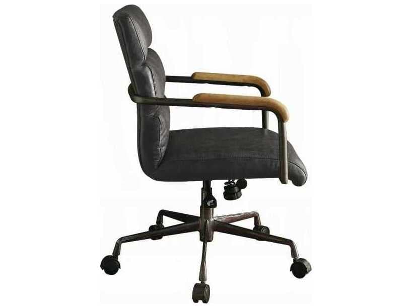Acme Furniture Harith Black Leather Adjustable Swivel Task Office Chair