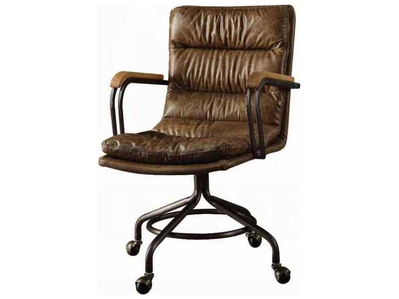 Acme Furniture Harith Brown Leather Swivel Executive Desk Chair