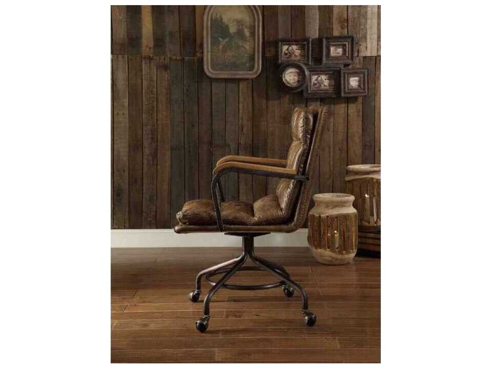 Acme Furniture Harith Brown Leather Swivel Executive Desk Chair