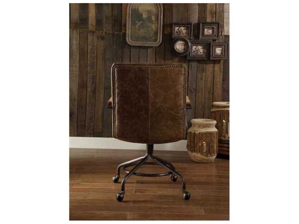 Acme Furniture Harith Brown Leather Swivel Executive Desk Chair