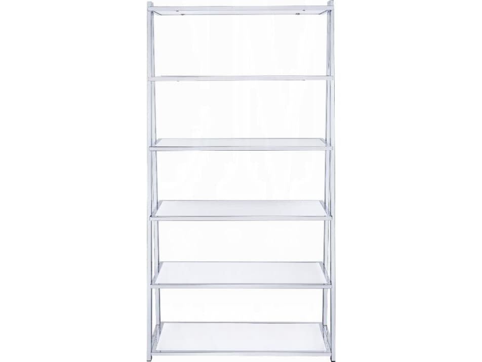 Acme Furniture Coleen White High Gloss Chrome Bookcase