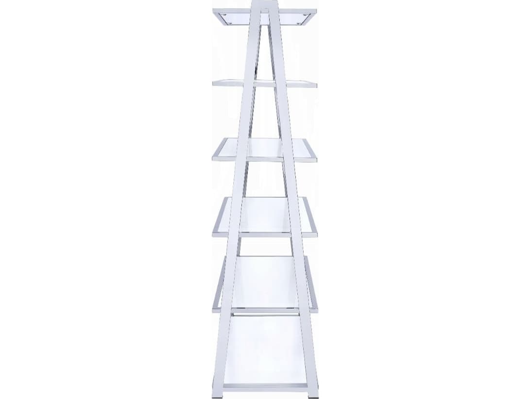 Acme Furniture Coleen White High Gloss Chrome Bookcase