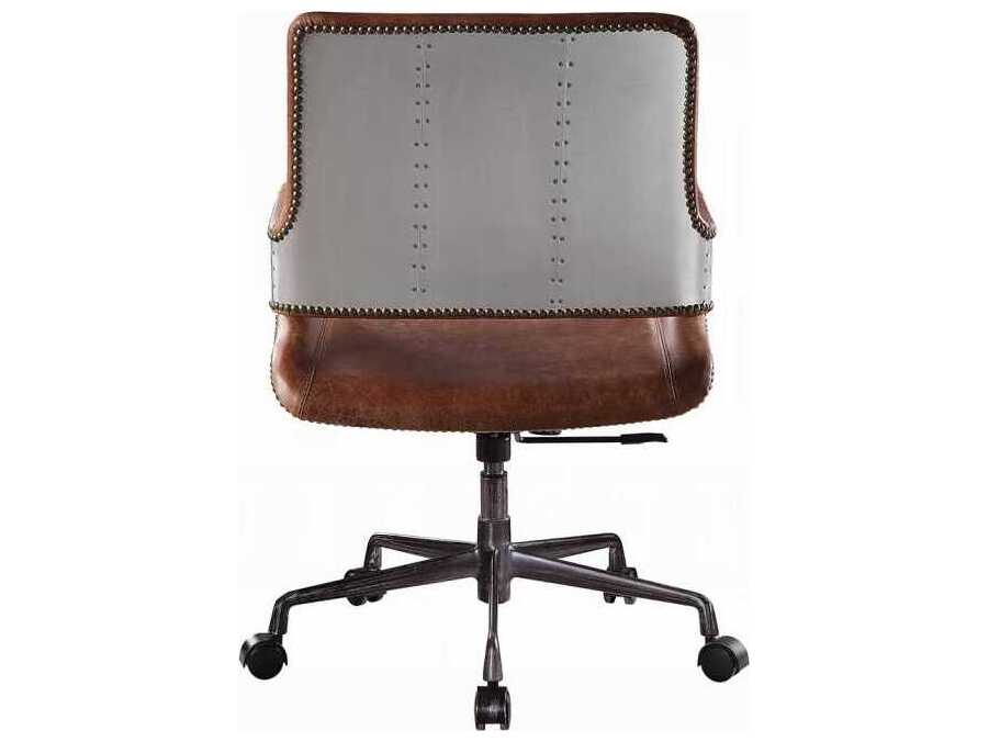 Acme Furniture Brown Leather Adjustable Swivel Computer Office Chair