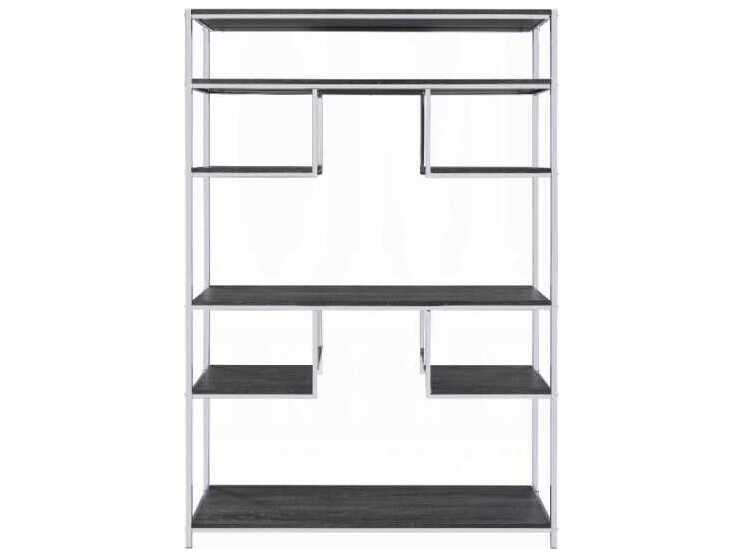 Acme Furniture Rustic Gray Oak Chrome Bookcase