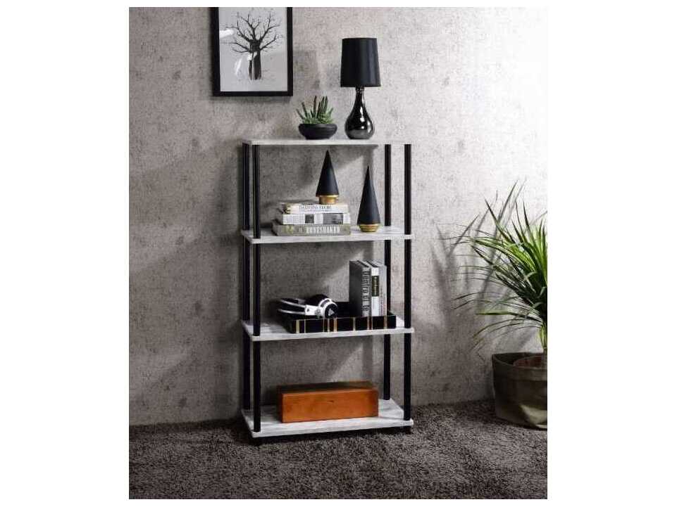 Acme Furniture Nypho Antique White Black Bookcase