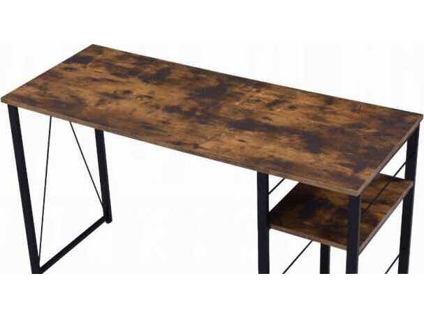 Acme Furniture Vadna Weathered Oak Black Brown Writing Desk