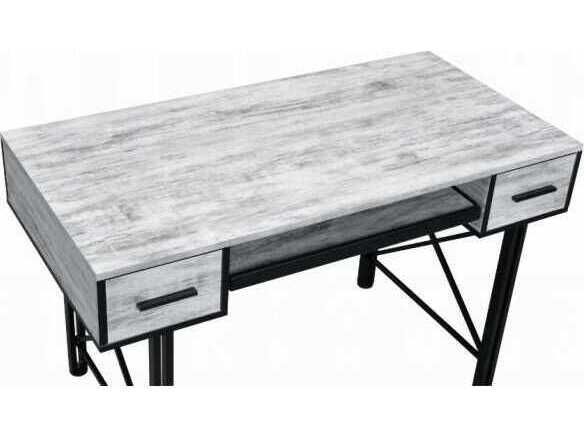 Acme Furniture Settea Antique White Black Gray Computer Desk