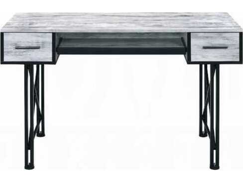 Acme Furniture Settea Antique White Black Gray Computer Desk