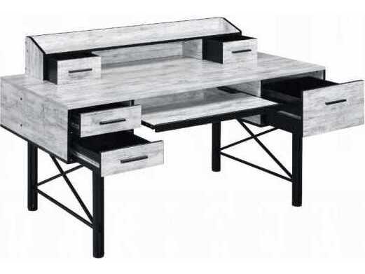 Acme Furniture Antique White Black Computer Desk