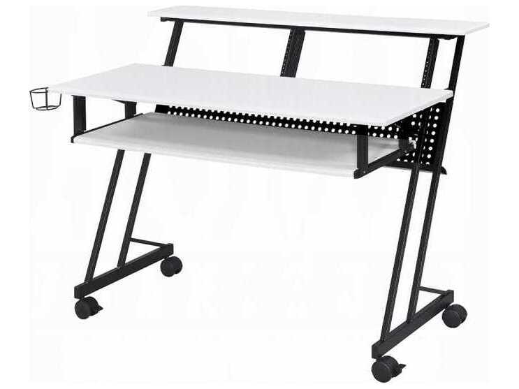 Acme Furniture Suitor White Black Computer Desk