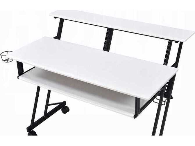Acme Furniture Suitor White Black Computer Desk