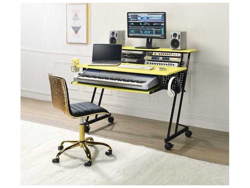 Acme Furniture Suitor Yellow Black Computer Desk