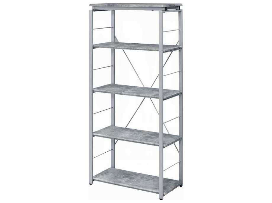 Acme Furniture Jurgen Faux Concrete Silver Bookcase