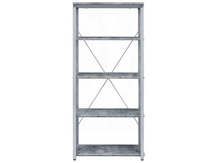 Acme Furniture Jurgen Faux Concrete Silver Bookcase