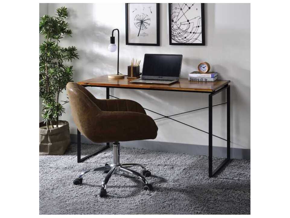 Acme Furniture Jurgen Oak Black Brown Solid Wood Writing Desk