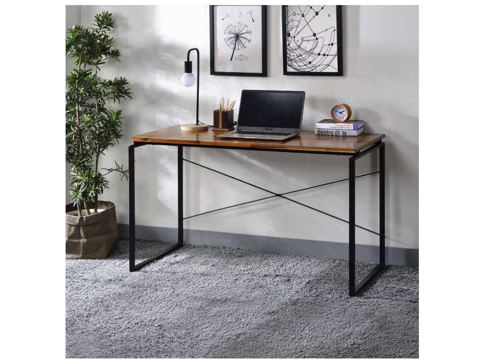 Acme Furniture Jurgen Oak Black Brown Solid Wood Writing Desk