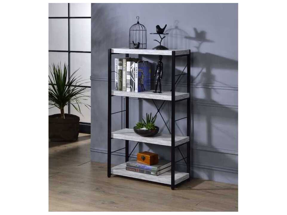 Acme Furniture Bob Antique White Black Bookcase