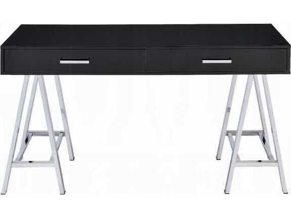 Acme Furniture Coleen Black High Gloss Chrome Writing Desk