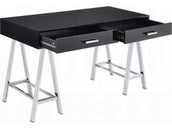 Acme Furniture Coleen Black High Gloss Chrome Writing Desk