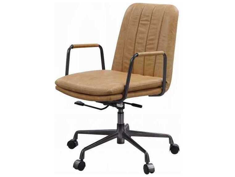 Acme Furniture Brown Leather Adjustable Swivel Task Office Chair