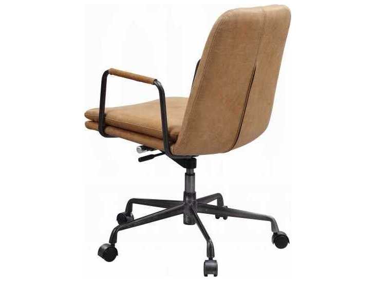 Acme Furniture Brown Leather Adjustable Swivel Task Office Chair