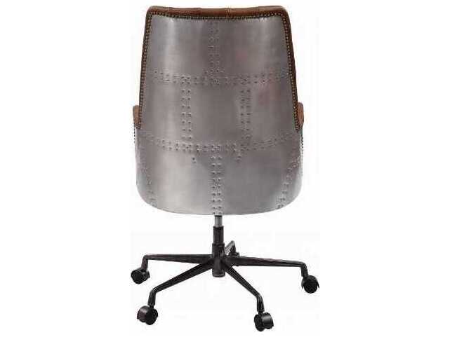 Acme Furniture Brown Leather Adjustable Swivel Executive Desk Chair