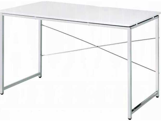 Acme Furniture Tennos White Chrome Writing Desk