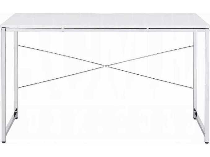 Acme Furniture Tennos White Chrome Writing Desk