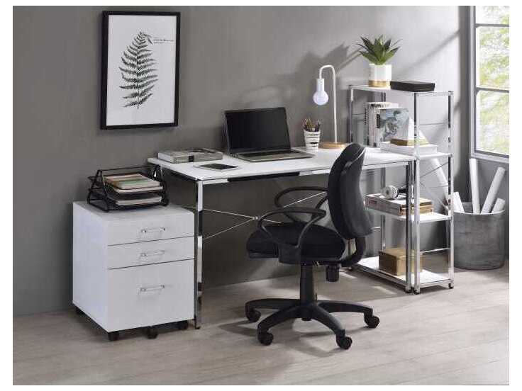 Acme Furniture Tennos White Chrome Bookcase