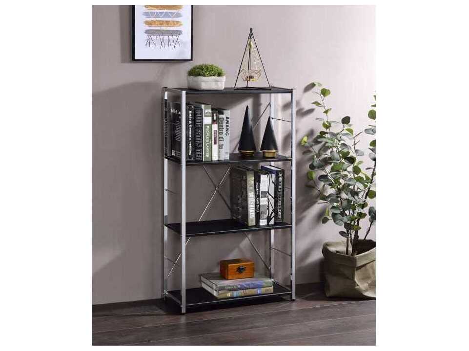 Acme Furniture Tennos Black Chrome Bookcase