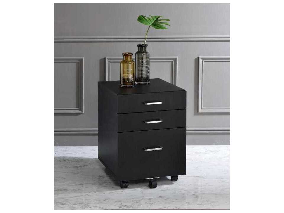 Acme Furniture Tennos Black Chrome File Cabinet