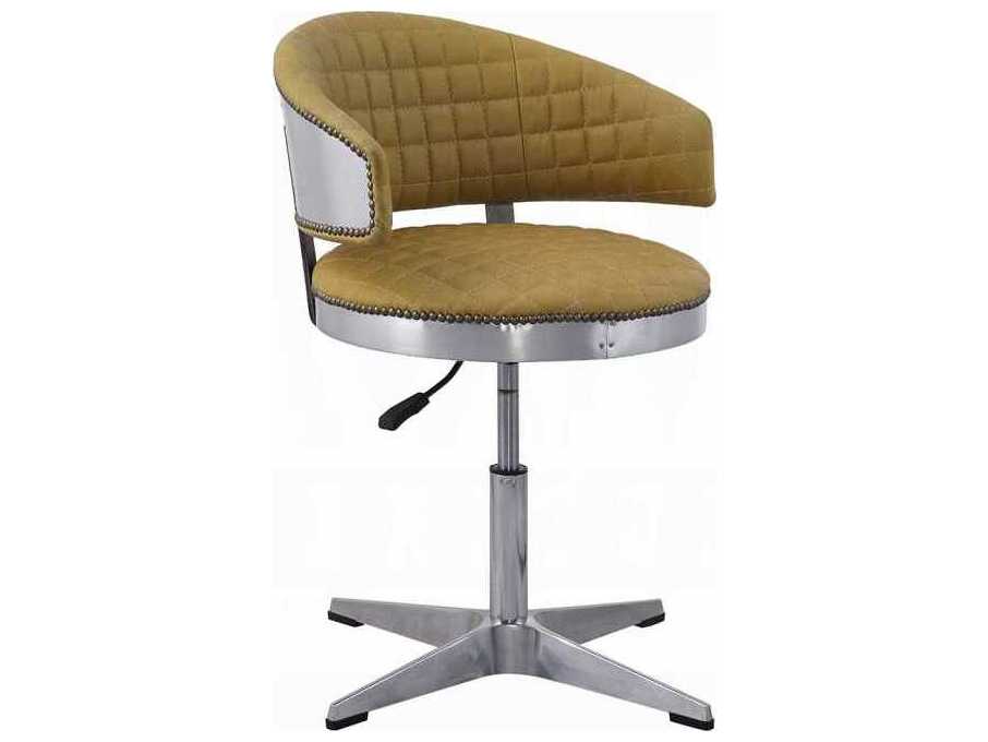 Acme Furniture Brancaster Turmeric Chrome Leather Adjustable Bar Stool