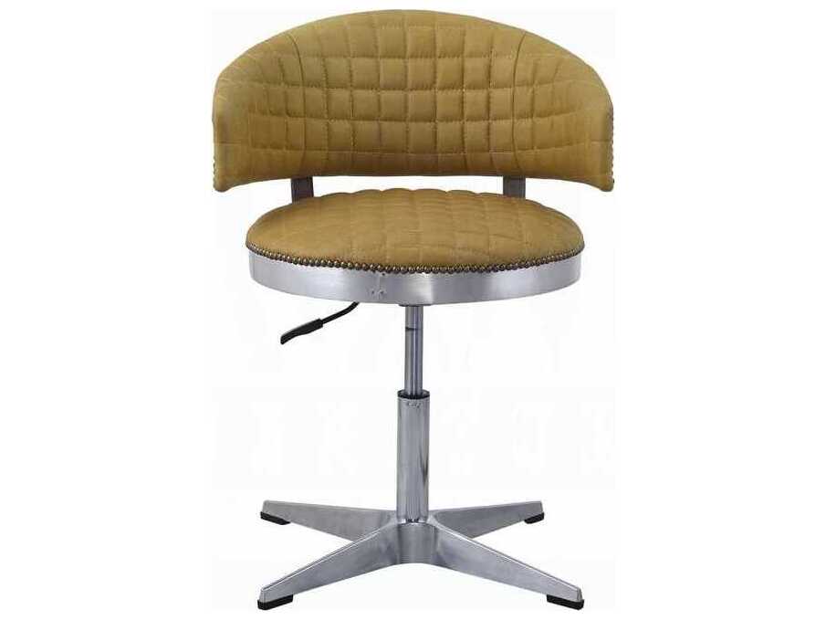 Acme Furniture Brancaster Turmeric Chrome Leather Adjustable Bar Stool