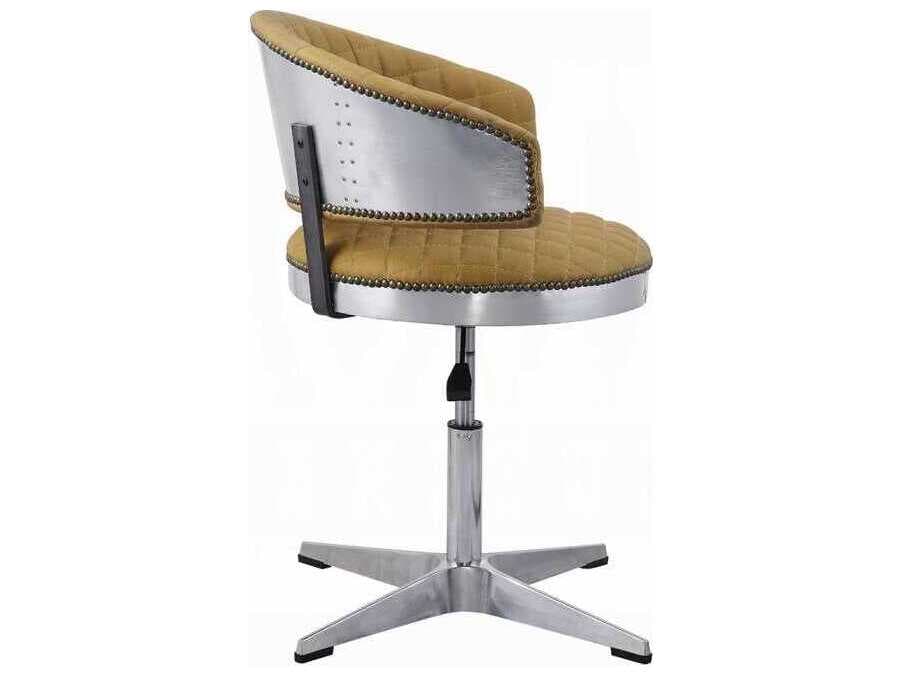 Acme Furniture Brancaster Turmeric Chrome Leather Adjustable Bar Stool