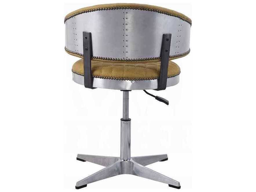 Acme Furniture Brancaster Turmeric Chrome Leather Adjustable Bar Stool