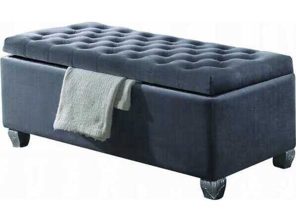 Acme Furniture Gray Fabric Upholstered Accent Bench