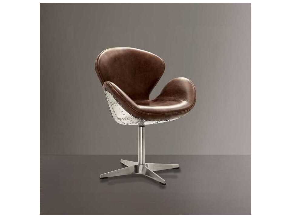 Acme Furniture Brancaster Swivel Brown Leather Accent Chair