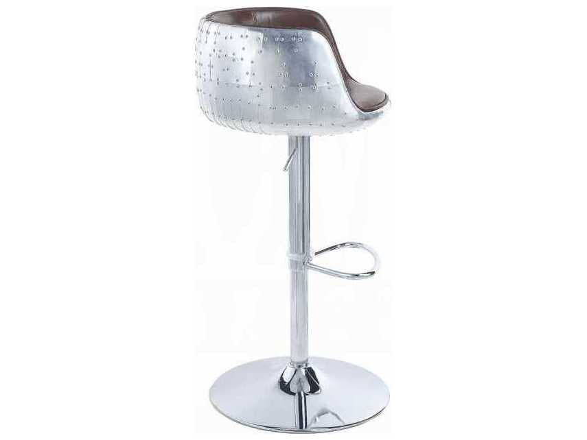 Acme Furniture Brancaster Vintage Brown Leather Adjustable Bar Stool