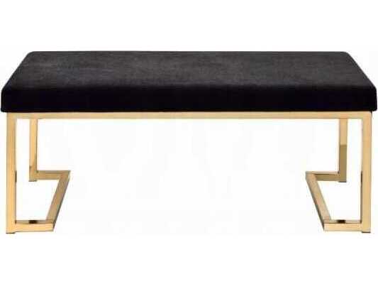Acme Furniture Boice Short Haired Faux Fur Champagne Black Upholstered Accent Bench